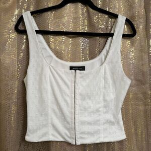 White Fox White Hook Eye Closure Corset Style Crop Top XL
